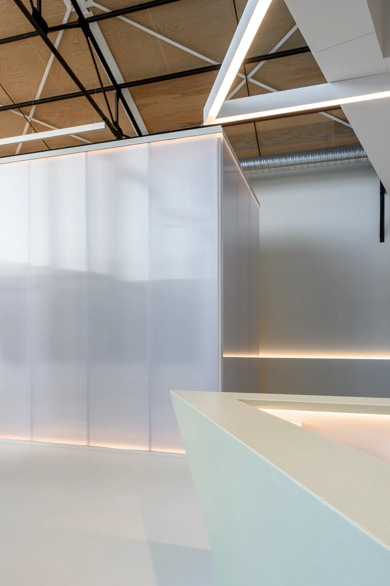 Polycarbonaat volume met lichtlijn in de praktijk
